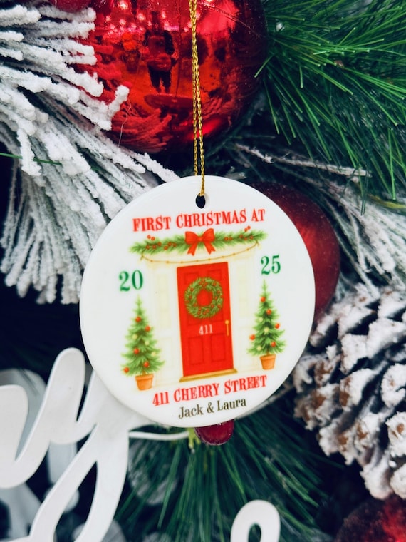 Personalized First Christmas New Home Ornament: Ceramic Bauble Gift