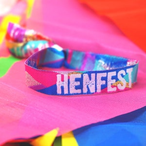 HENFEST ® (Multi) Hen Party Wristbands - Hen Fest Do Wristband - lockdown Festival Hen Party Favours - Hen Festival Accessories