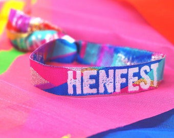 HENFEST ® (Multi) Pulseras para despedidas de soltera - Pulsera Hen Fest Do - Favores para fiestas de gallinas en el festival de encierro - Accesorios para despedidas de soltera