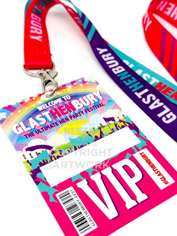 GLASTHENBURY Festival Hen Party Lanyards - HENFEST - Festival Bride