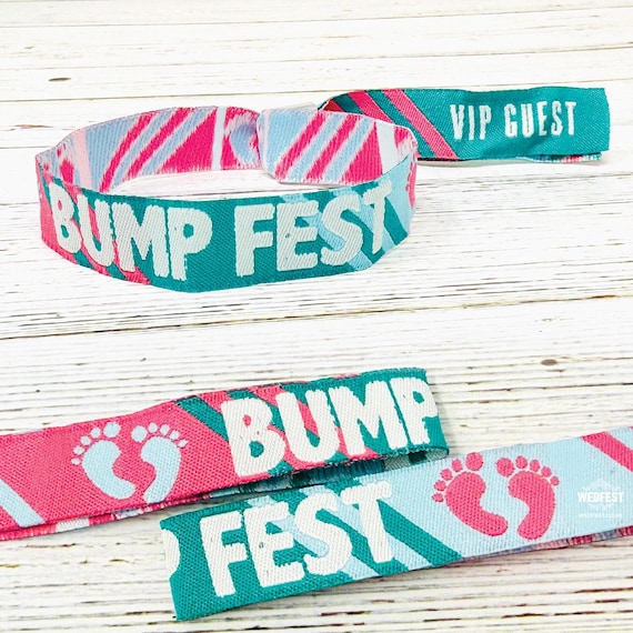 BUMP FEST Baby Shower Gender Reveal Party Wristbands Favours - Girl Boy Baby Shower Favours Festival Gender Reveal Party Accessories