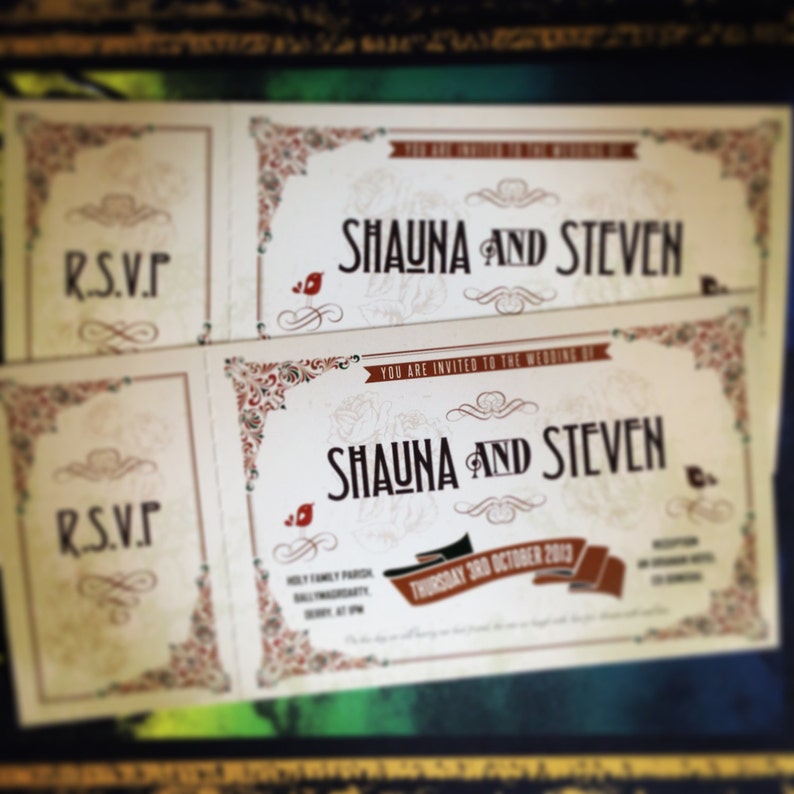 Shabby Chic Invitations de mariage vintage Festival Wedding Rock n Roll Wedding Invites Wedfest image 3