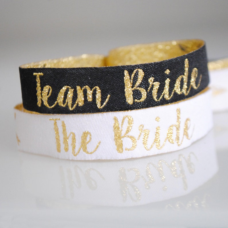 Team Bride Hen Party Wristbands Hen Party Wristbands Favours Black & Gold Bachelorette Party Bachelorette Party Favours image 1