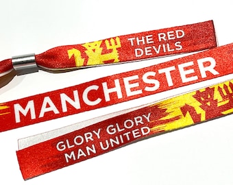 Man Utd Wristband - Manchester Football Fans Wristbands - Cup Final - The Red Devils - Glory Glory United - Champions League