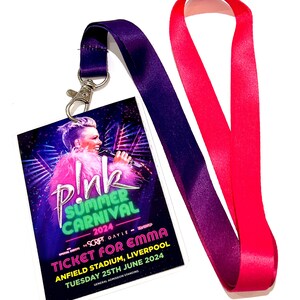 Pink Tour 2024 Personalised VIP Lanyard Ticket Pink Summer Carnival 2024 Concert Gifting Ticket Memorabilia Christmas Surprise Gift image 3