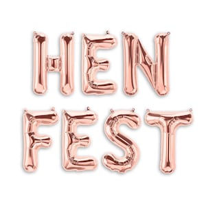 HENFEST ™ 16&quot; Rose Gold Hen Party Foil Balloons - Hen Fest Balloon&#39;s (ROSE) Hen Party Decoration Balloons