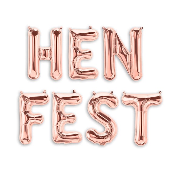 HENFEST ™ 16" Rose Gold Hen Party Foil Balloons - Hen Fest Balloon's (ROSE) Hen Party Decoration Balloons