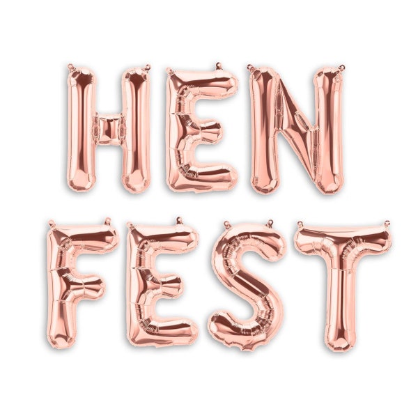 HENFEST ™ 16" Rose Gold Hen Party Foil Balloons - Hen Fest Balloon's (ROSE) Hen Party Decoration Balloons