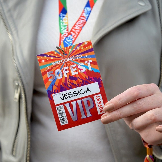 50FEST® 50th Birthday Party Festival Lanyards - VIP Pass Favours - 50th birthday party favor - 50 fest fifty fest lockdown party accessories
