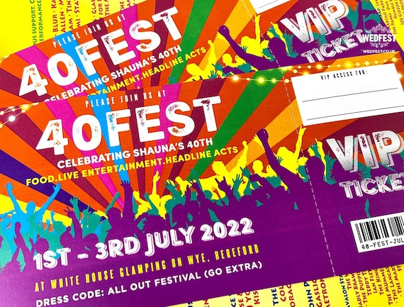 40FEST 40th Birthday Party Invite Festival  Tickets | Personalised Festival Invitation | 21 Fest, 30 FEST, 40 FEST, 50 FEST