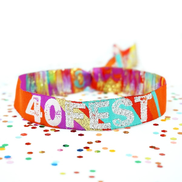 Pulseras para fiesta de 40 cumpleaños estilo festival 40FEST ® - 40 FEST - Accesorios y recuerdos para fiestas de 40 cumpleaños ~ FORTY FEST