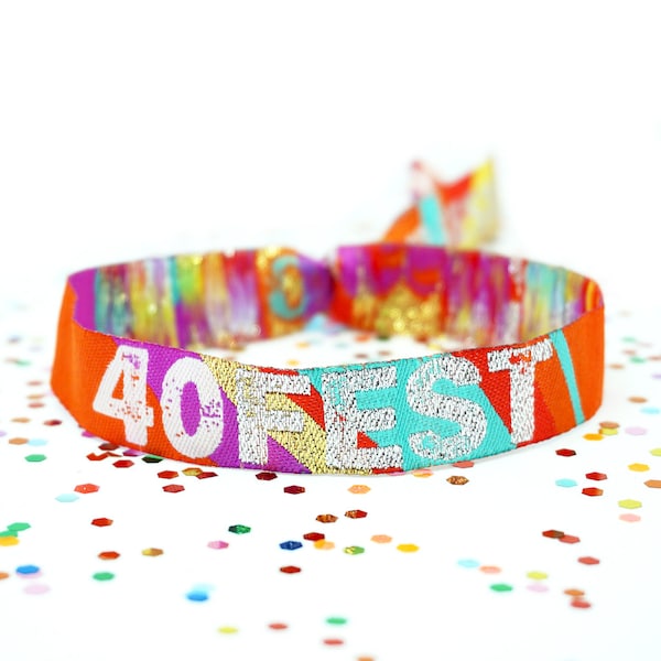 40FEST ® 40. Geburtstag Party Armbänder Festival Style - 40 FEST - Lockdown 40. Party favorisiert Accessoires ~ FORTY FEST