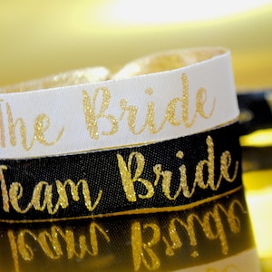 Team Bride Hen Party Wristbands Hen Party Wristbands Favours Black & Gold Bachelorette Party Bachelorette Party Favours image 6