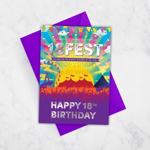 18FEST ® 18th Birthday Card, Festival Theme 18th Birthday, 18th Birthday, 18 FEST, Eighteen Fest, Greeting Card, Glastonbury Theme