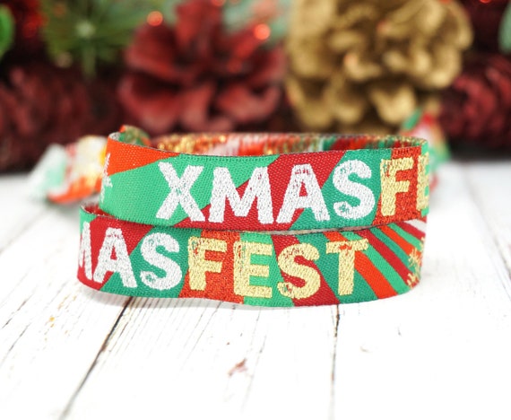 XMAS FEST Christmas Party Festival Wristbands - Christmas Lockdown Party at Home Favours - XmasFest Party Bag Filler - HOMEFEST