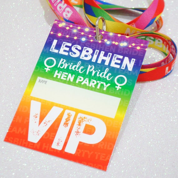 LESBIHEN Lesbian/Gay Hen Party VIP Pass Lanyards - Bride Pride - LGBT Favours - Accessories - Team Bride - Hen Do ~ Bachelorette Party