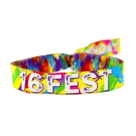 16FEST 16th Birthday Party Wristbands Festival Style - sweet 16 - lockdown 16th party bag fillers favours gift