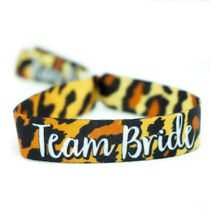 Leopard Print Hen Party Wristbands, Team Bride Hen Do Wristbands, festival Wristband hen party favours,Bachelorette Party Accessories
