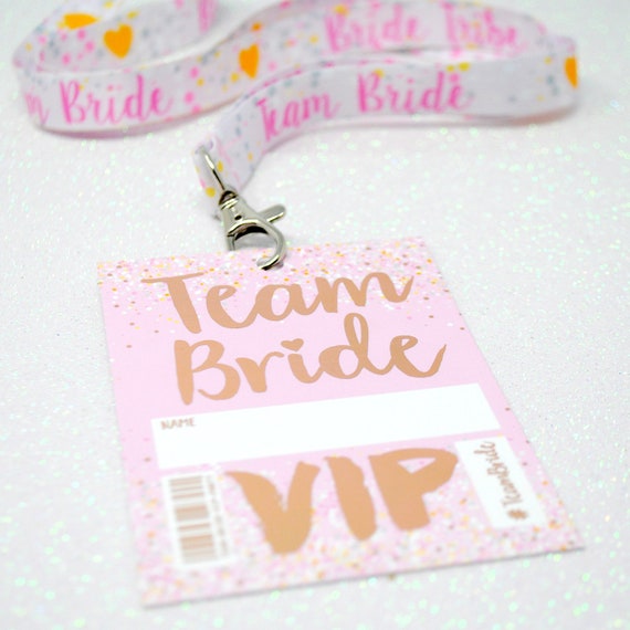 Rose Gold Team Bride Hen Party VIP Pass Lanyards - Team Bride Hen Do ~ Bachelorette Party Favours and Accessories