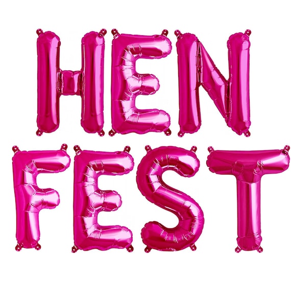 HENFEST ™ 16" Pink Hen Party Foil Balloons - Hen Fest Balloon's (PINK) Hen Party Decoration Balloons