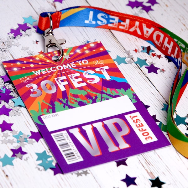 30FEST ® 30th Birthday Party Festival VIP Pass Cordones Favores - lockdown 30th birthday party favores / favores - 30 accesorios para fiestas fest