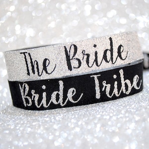 Bride Tribe Silver & Black Hen Party Wristbands / Bracelet favours - Hen Do - Wristband - Bachelorette Party - Favours - Hen Accessories