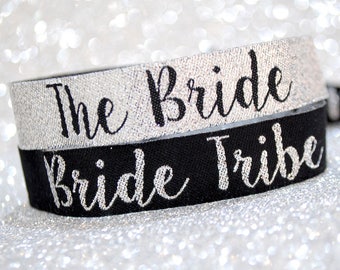 Bride Tribe Silver & Black Hen Party Wristbands / Bracelet favours - Hen Do - Wristband - Bachelorette Party - Favours - Hen Accessories