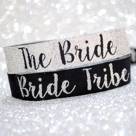 Bride Tribe Silver & Black Hen Party Wristbands / Bracelet favours - Hen Do - Wristband - Bachelorette Party - Favours - Hen Accessories
