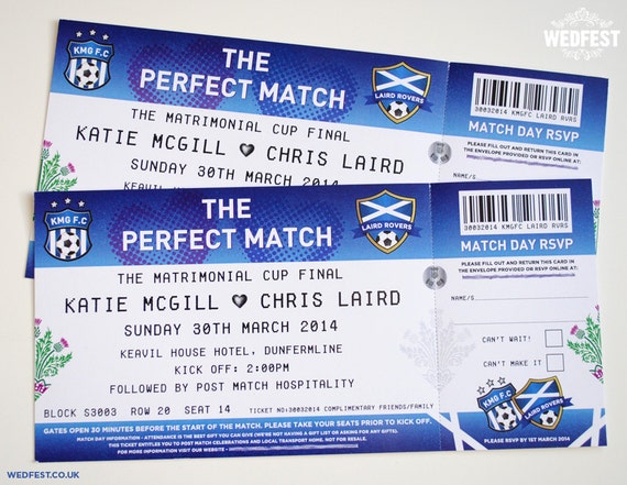 Football Ticket Wedding Invites (sample pack) Football Party Invites - Soccer Wedding Invites - Sports Ticket Wedding Invites