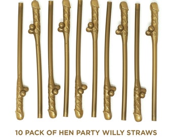 10 Pack Straws GOLD Hen Party ~ Novelty Hen Party Straws ~ Party Straws Accessories, Drinking Straws…