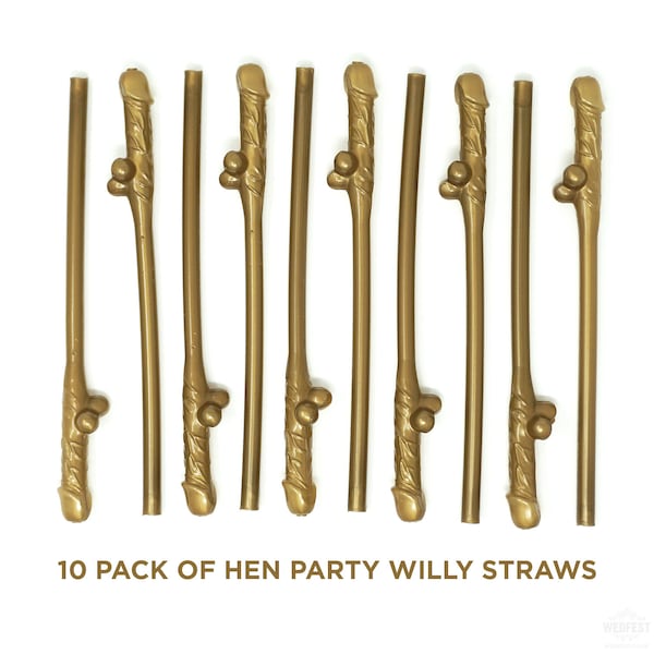 10 Pack Straws GOLD Hen Party ~ Novelty Hen Party Straws ~ Party Straws Accessories, Drinking Straws…
