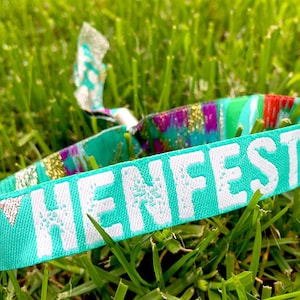 HENFEST ® Hen Do Wristbands (Teal/Green) - Festival Hen Party - Hen Fest Wristband - Bachelorette Party Favours - Hen Festival Accessories
