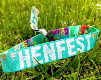 HENFEST ® Hen Do Wristbands (Teal/Green) - Festival Hen Party - Hen Fest Wristband - Bachelorette Party - Favours - Hen Festival Accessories