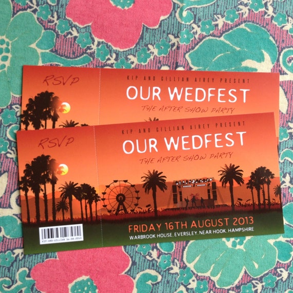 WEDFEST Festival Wedding Invitation (samples) | wedfest festival weddings | rock n roll wedding invites | concert ticket invitations