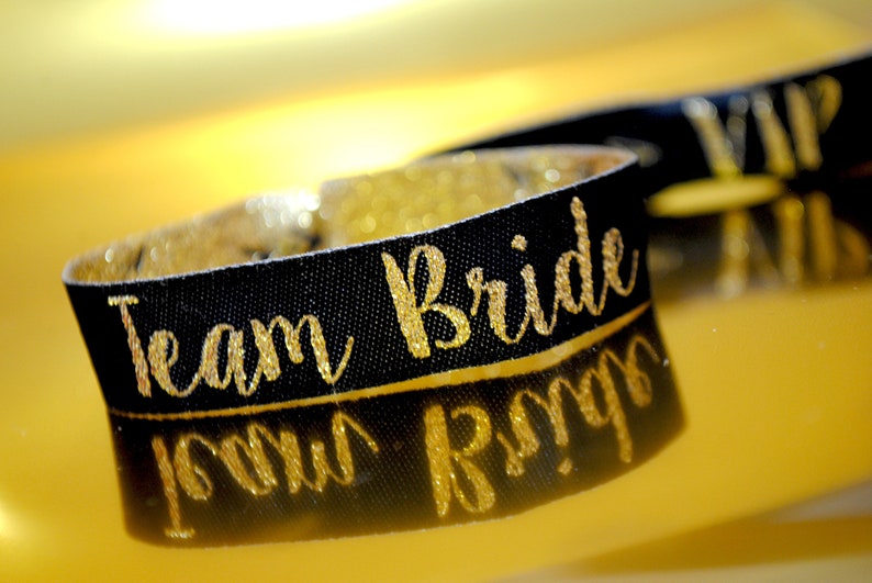 Team Bride Hen Party Wristbands Hen Party Wristbands Favours Black & Gold Bachelorette Party Bachelorette Party Favours image 9