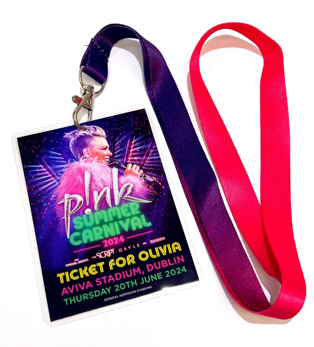 Pink Tour 2024 Personalised VIP Lanyard Ticket Pink Summer Carnival