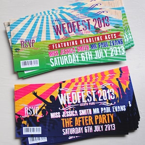 Concert Ticket Wedding Invitation (sample pack) | wedfest wedding  | Music Festival Wedding | Rock n Roll Wedding Invites