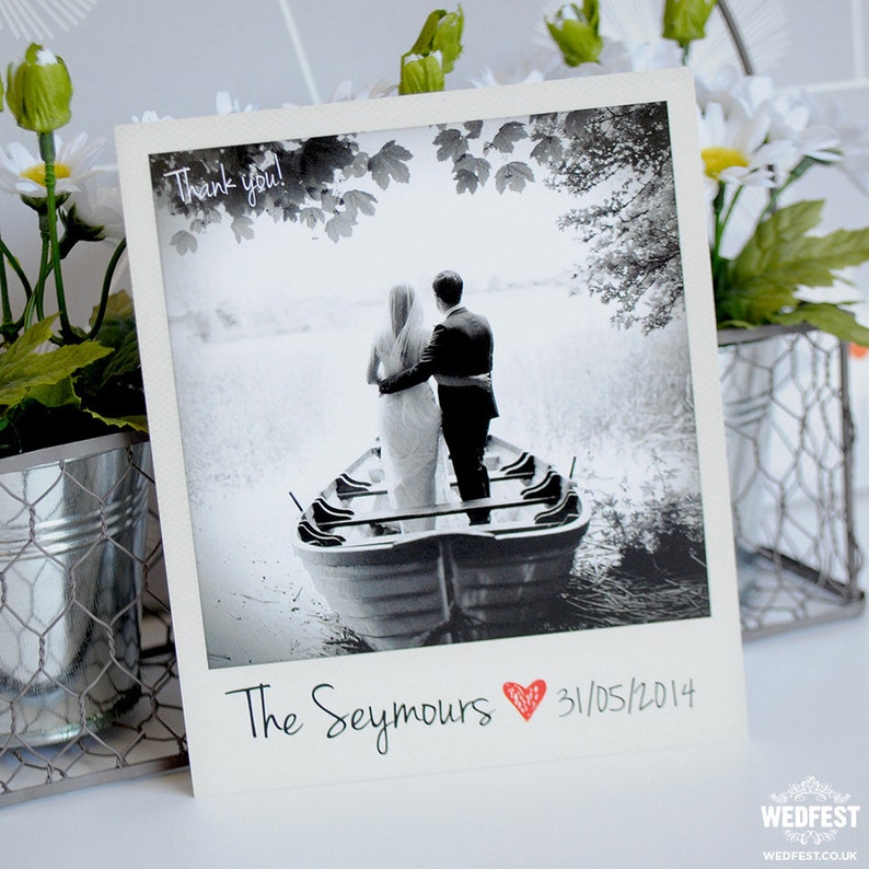 Personalised Instant Photo Wedding Thank You Cards x 50pcs