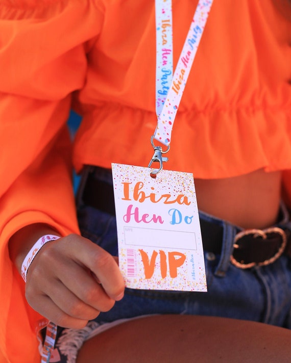 Ibiza Hen Party VIP Pass Lanyards ~ Hen Party VIP Cards ~ Ibiza Hen Party Accessories ~ Festival Bride Hen Party Favours