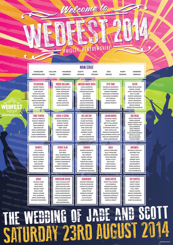 Concert Poster Wedding Table Plans