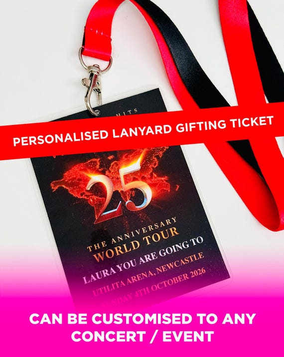 Customised Gig/Event Gifting Ticket Lanyard Pass - Personalised Gift Ticket - Christmas Surprise Gift - Souvenir Ticket - Birthday