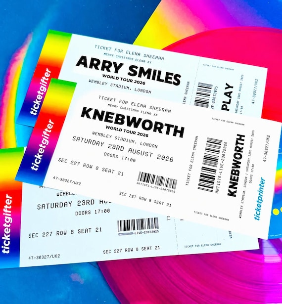 Personalized Concert Ticket - Customised Gig Gifting Souvenir Ticket Master - Knebworth Christmas Birthday Surprise Gift