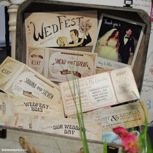 Shabby Chic Invitations de mariage vintage Festival Wedding Rock n Roll Wedding Invites Wedfest image 6