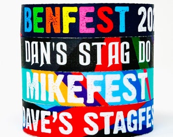 Personalised Stag Do Party Wristbands - Customised Stag Do Party Festival Wristbands - Custom Stag Weekend Wristbands