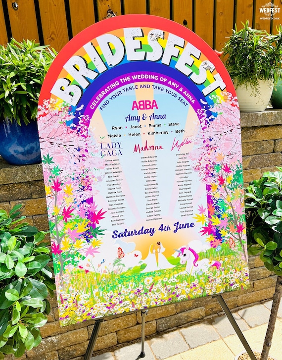 Curved Arched Festival Wedding Table Seating Plan ~ Seating Chart ~ Curved Arched Wedding Signage ~ Table Plan ~ Welcome Sign