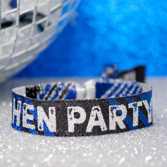 Hen Party Wristbands in Black, Blue & Silver / festival Hen Do Ideas / Bracelets / accessories