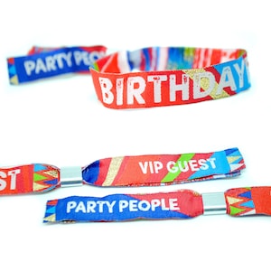 BIRTHDAYFEST ® Birthday Party Festival Style Wristbands - birthday party wristbands - lockdown party favours - festival party accessories