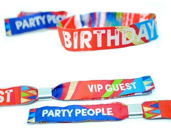 BIRTHDAYFEST ® Birthday Party Festival Style Wristbands - birthday party wristbands - lockdown party favours - festival party accessories
