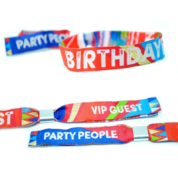 BIRTHDAYFEST ® Birthday Party Festival Style Wristbands - birthday party wristbands - lockdown party favours - festival party accessories