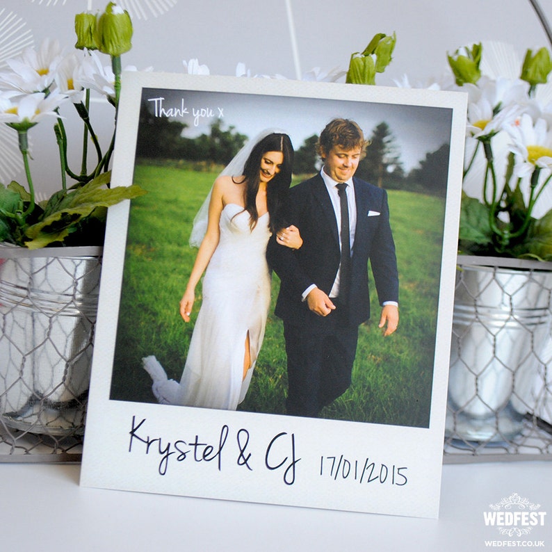 Personalised Instant Photo Wedding Thank You Cards x 50pcs